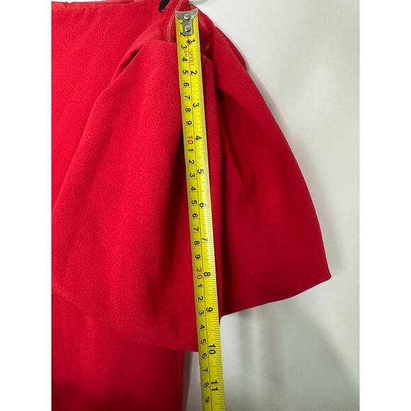 Shoshana Size 8 Red Puff Off the Shoulder Janessa Midi Dress Vacation Birthday - Picture 13 of 16